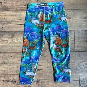 BlackMilk Teal & Blue Woodland Animal Leggings Into the woods